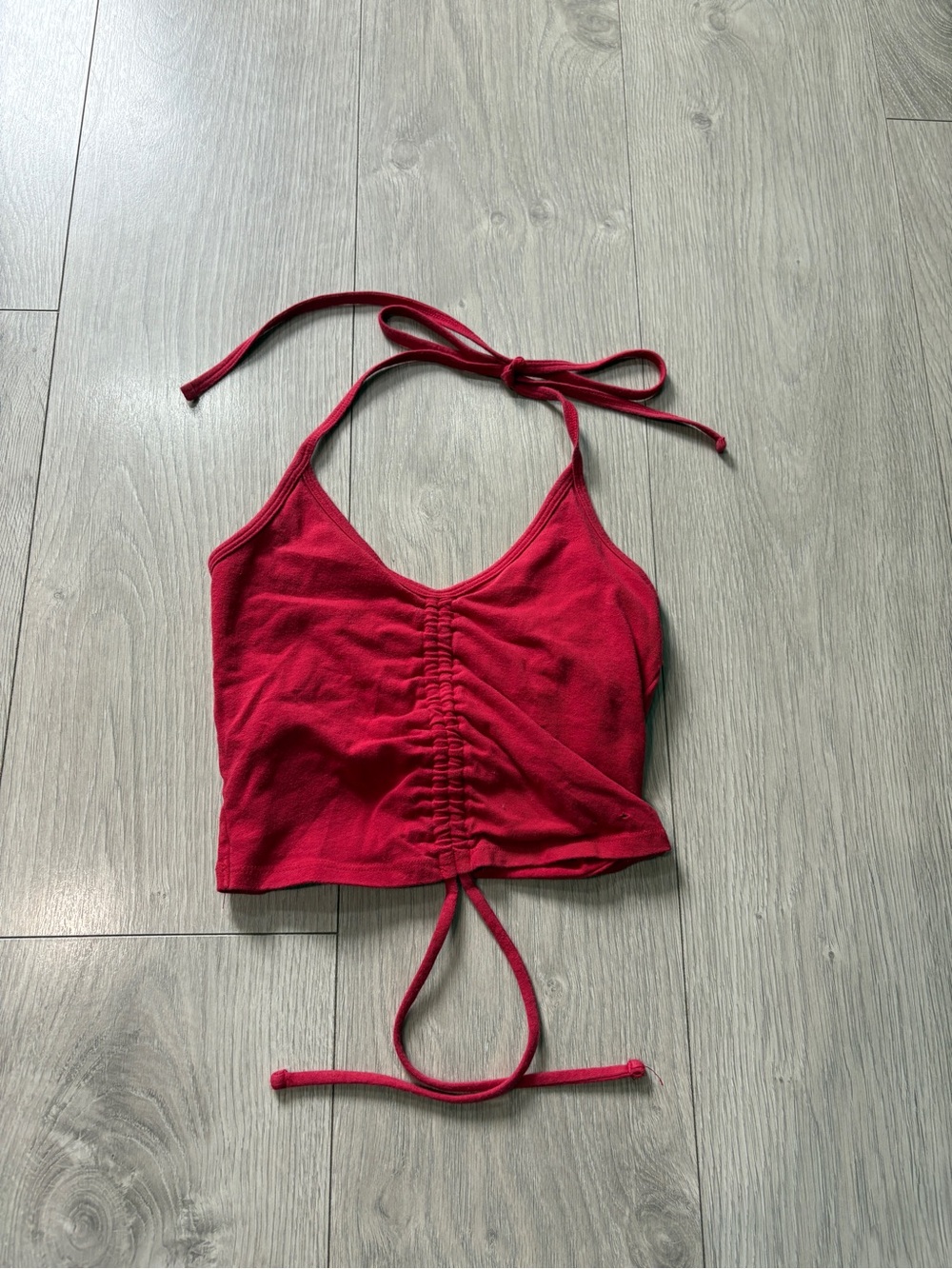 Hollister Red Ruched Halter Crop Camisole